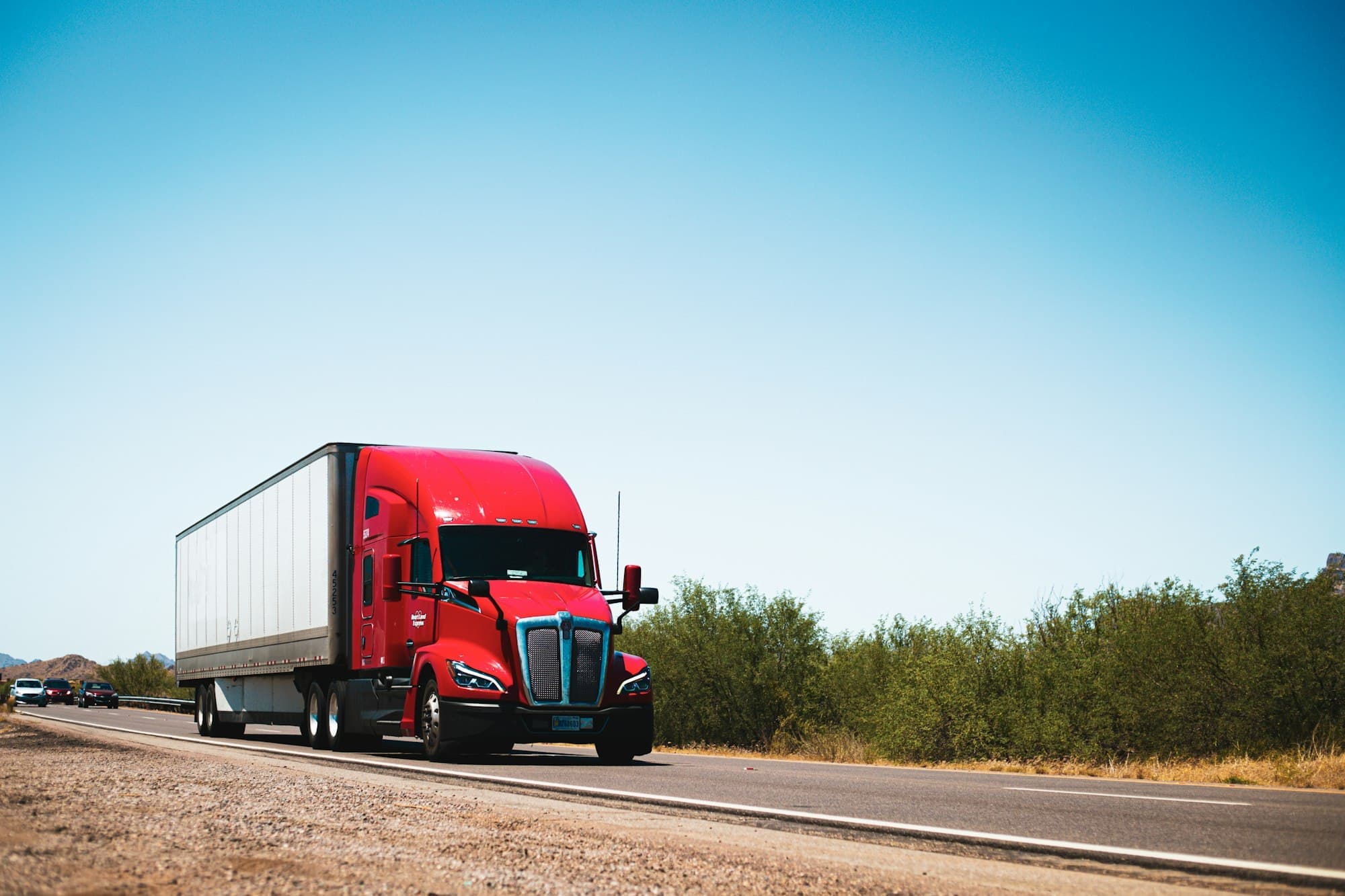 Freight truck on an open country highway