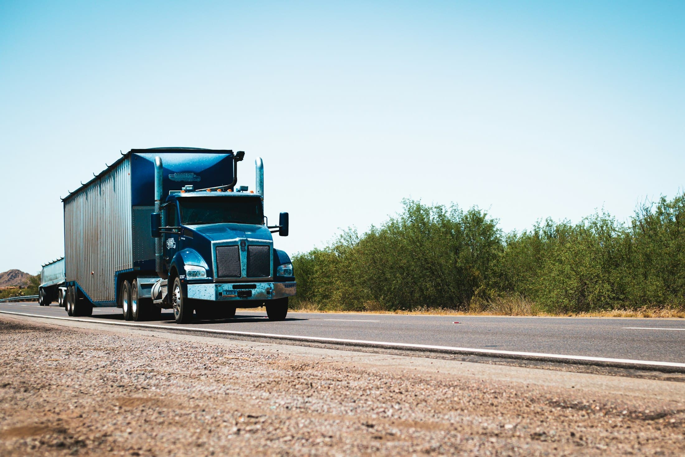 Freight truck on a desert road